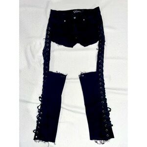 Lip Service customized altered lace up sides jeans shorts chaps Size 26 or 4/5
